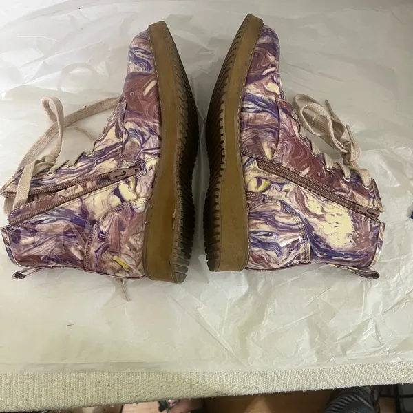 Steve Madden Joliviaa Marbled Combat Ankle Boot Women‎ 5 Purple Side Zipper Snow - Image 11