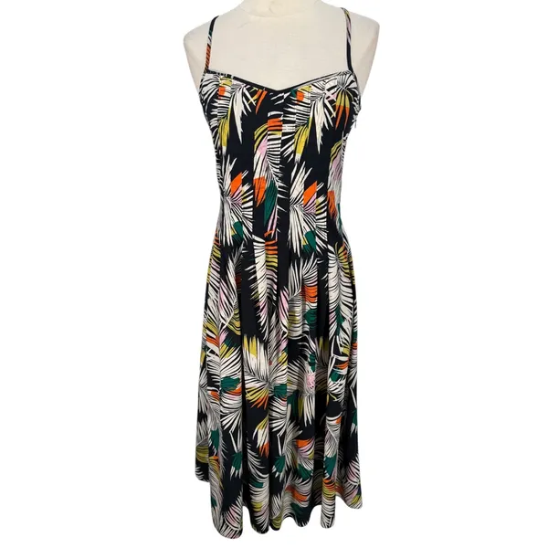 NWT Banana Republic Strappy Pintuck Maxi Dress Tropical Palm Leaf Print‎ Size 0 - Image 9