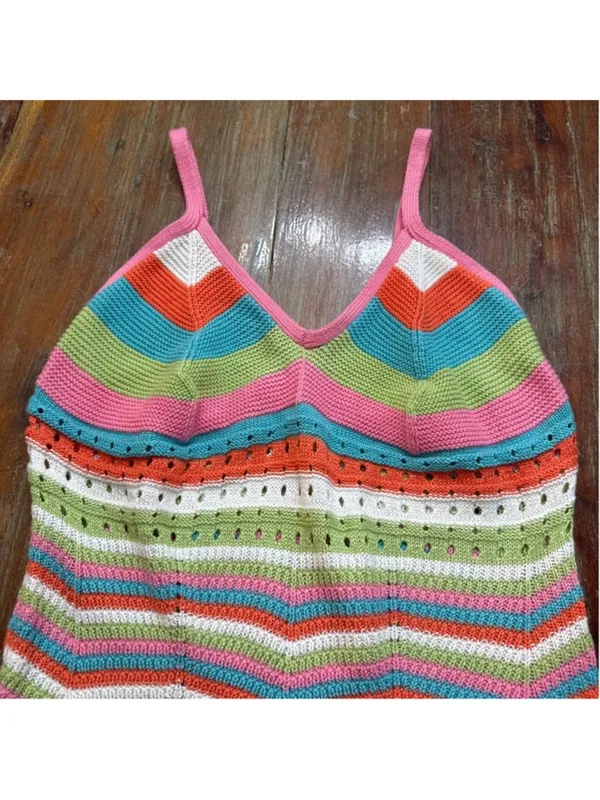 Crave Fame XL Rainbow Chevron Crochet Knit Mini Dress - Image 2