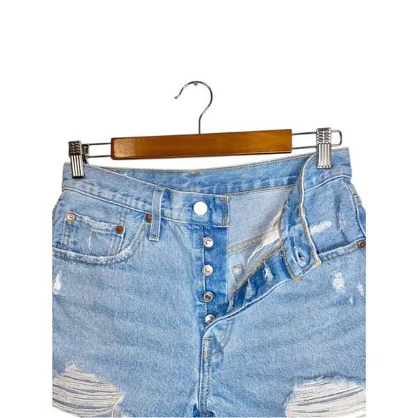 Levi's Womens 501 Original High Rise Raw Hem Cutoff Denim Shorts Light Wash 27 - Image 5