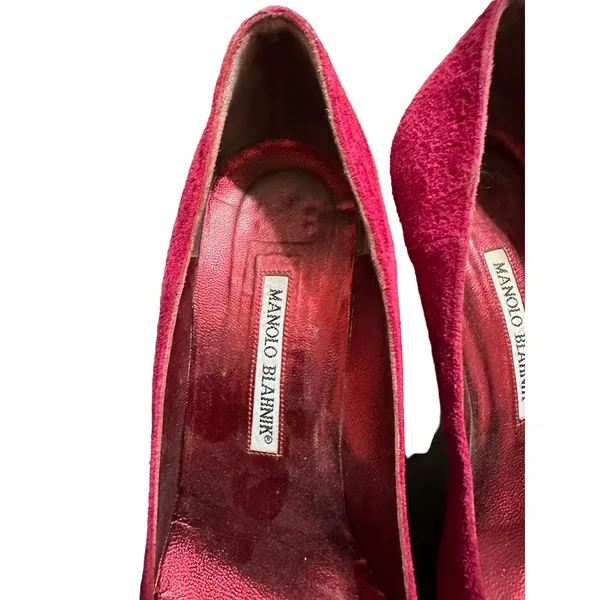 Manolo Blahnik‎ vintage red Suede Pointed Toe Black 38 professional quiet luxury - Image 4