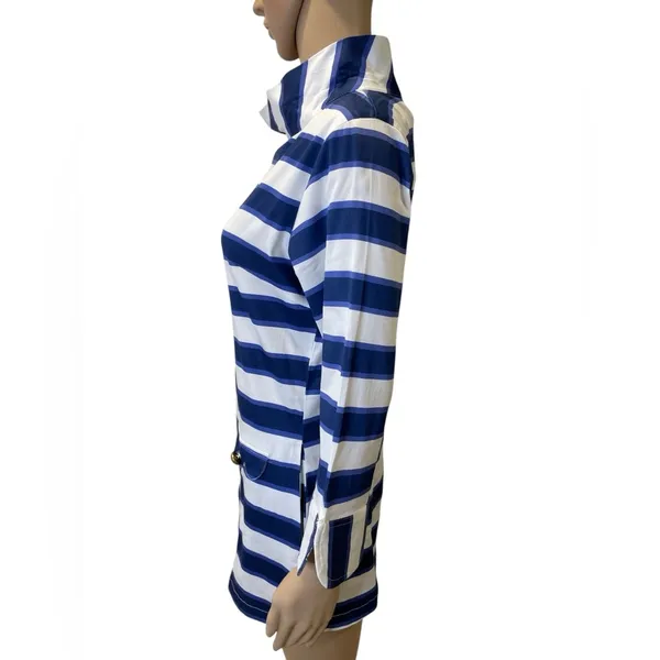 TIZZIE Striped Blue and White Tunic Top size M - Image 3