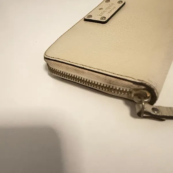 Kate Spade Zip Around Wallet‎ Sz OS Cream Pebbled Leather Continental Organizer - Image 3