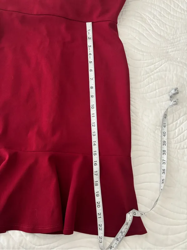 Lulu's Wine-Red V-Neck Midi Dress with Flounce Hem - Image 8