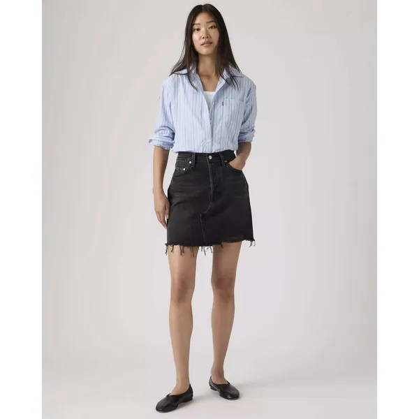 Levi's Deconstructed Mini Skirt Faded Black Frayed Raw Hem Size‎ 26 Women Denim - Image 2