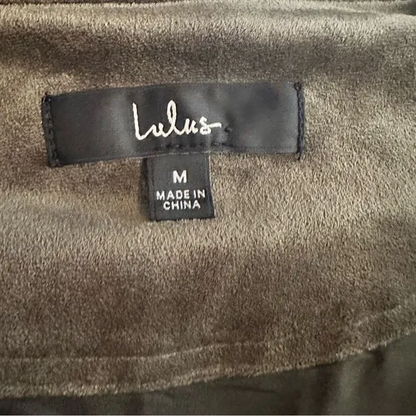 Lulus Green Faux Leather Velvet Moto Jacket Size M - Image 13