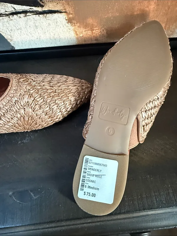 Wonderly Woven Pointed Mule in Natural Tan - Image 3