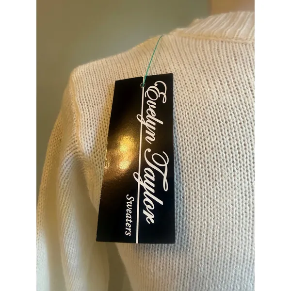 Evelyn Taylor CreamWhite Cardigan Sweater Rose embroidered dainty cottage retro - Image 6