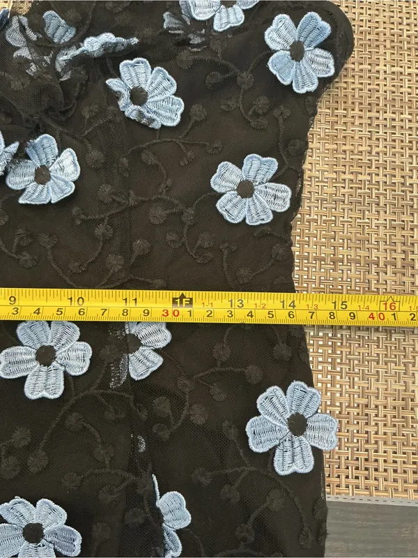 La Maison Talulah Black Blue Floral Embroidered Lace Maxi Dress - Image 12