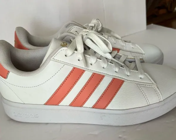 Adidas Grand Court White and Pink Shoes - Image 6