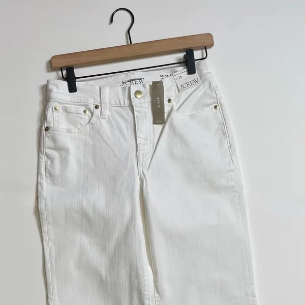 NWT!! J. CREW Lower Rise‎ Full Length Slim Wide Jeans Solid White Retro Size 24 - Image 3