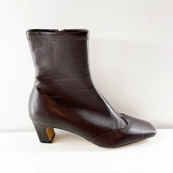 Steve Madden Jeter Sock Ankle Booties Kitten Heel Boots Brown 8 - Image 3