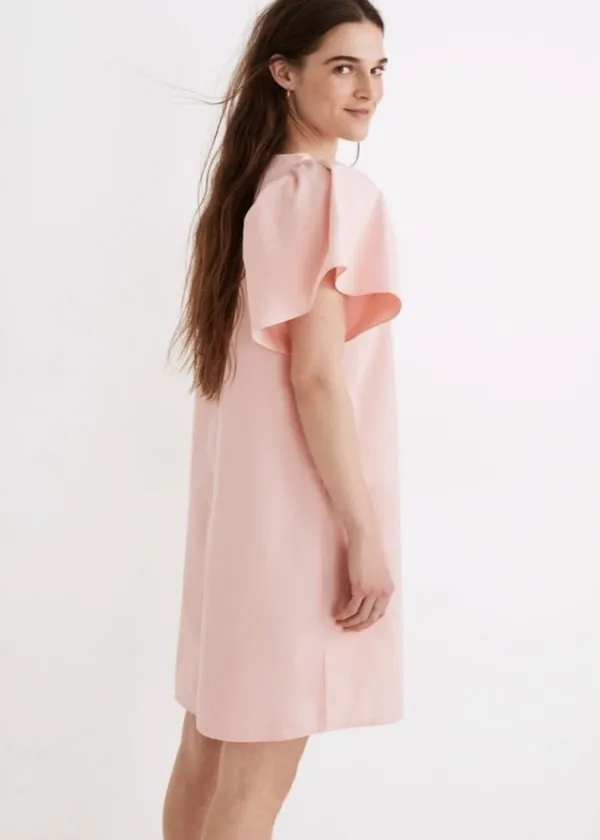 Madewell Poplin Flutter Sleeve Dress Light Pink Medium - Image 3