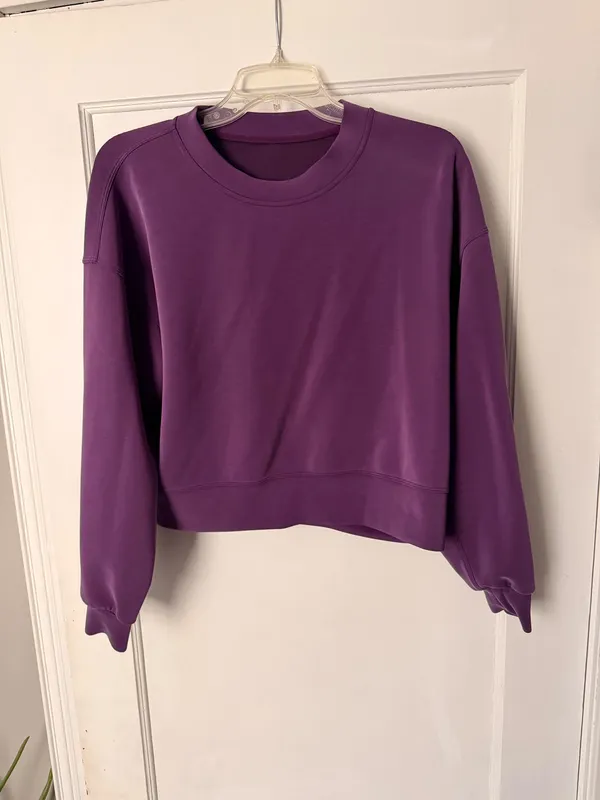 Lululemon Softstreme Perfectly Oversized Cropped Crew Dramatic Magenta Size 6 - Image 5