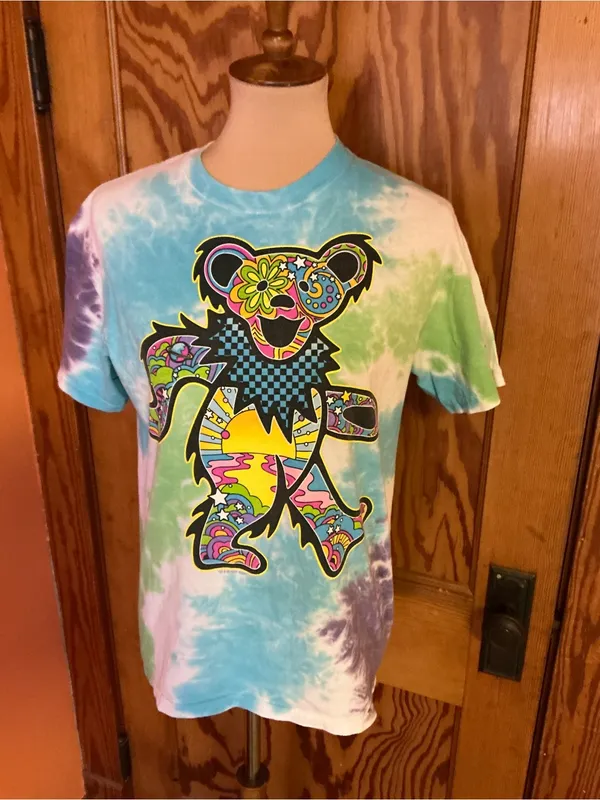 Liquid Blue Grateful Dead Dancing Bear Tie Dye Graphic Tee Small - Image 3
