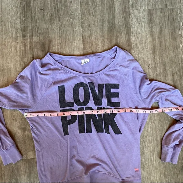 Victoria’s Secret PINK Purple LOVE PINK Logo Long Sleeve Top S - Image 4