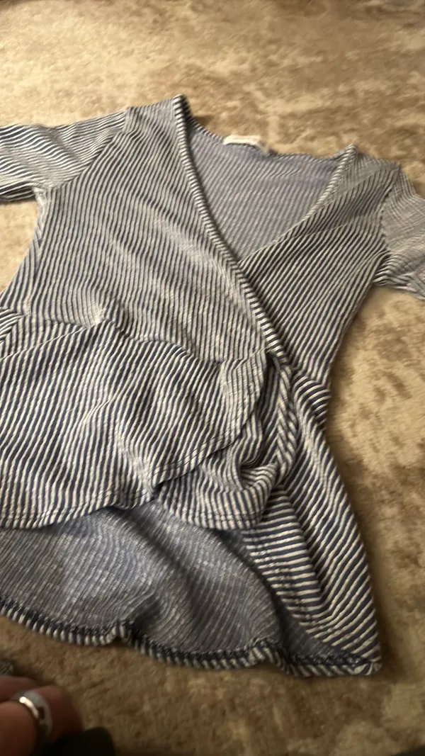 Caution to the Wind Blue and white striped top - Image 3