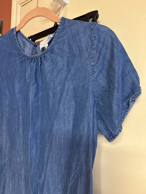 Betseys Boutique Shop Blue Tencel Short-Sleeve Blouse Womens Small Lightweight C - Image 6