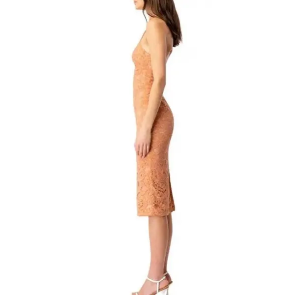 Bardot Women's Riviera CrossoverHalter Neck Lace Corset Dress in Rust. XL. NWT - Image 3