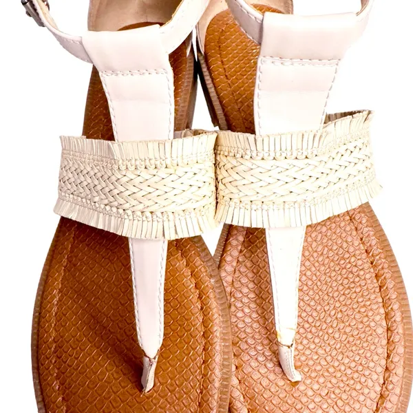 Nine West Gabis Fringe Cream Sandals Sz 8 - Image 9
