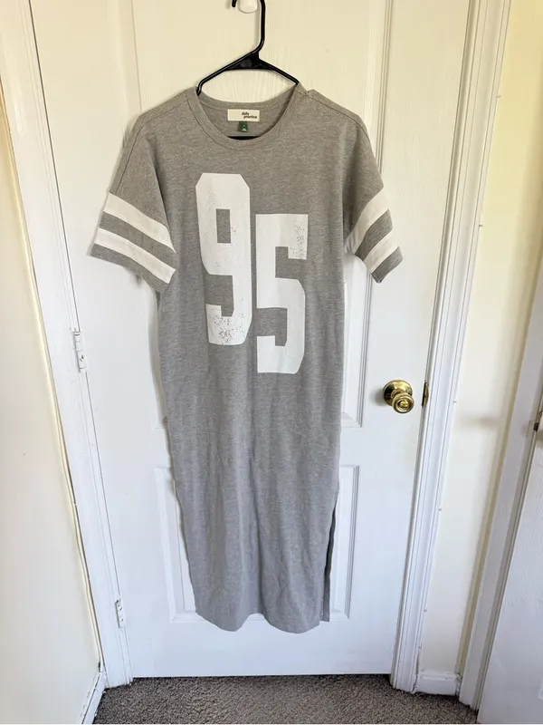 Anthropologie Daily Practice NEW Gray Athletic Maxi Shirt Dress - Image 2