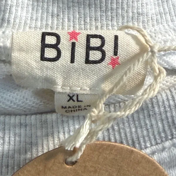 BiBi Pullover‎ Sweatshirt Gray Artsy Love Boho Patchwork Graphic Women XL/XXL - Image 6