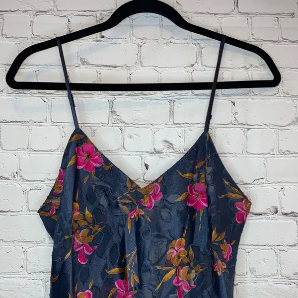 Vintage Victoria’s Secret Floral Slip Dress Navy‎ Pink Grunge Y2K M Gold Label - Image 6