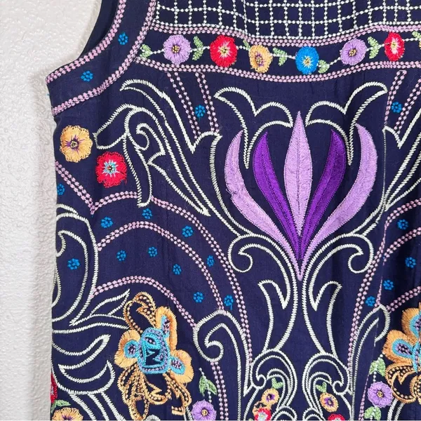Maeve Anthropologie Blue Floral Embroidered Mini Shift Dress Womens 2 Sleeveless - Image 12