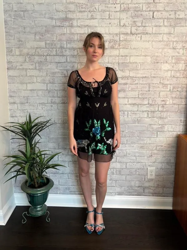 Free People Sheer and Sequin Mini Dress - Image 4