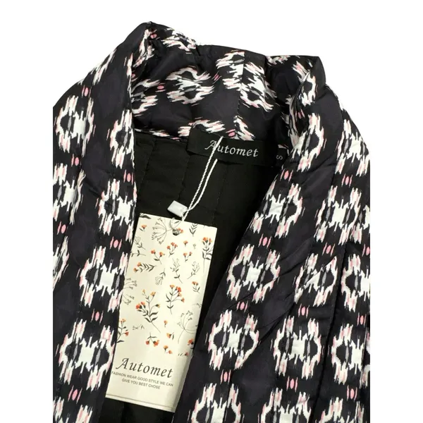 NWT Automet Quilted Open Front Jacket Black White Ikat‎ Small Boho - Image 5