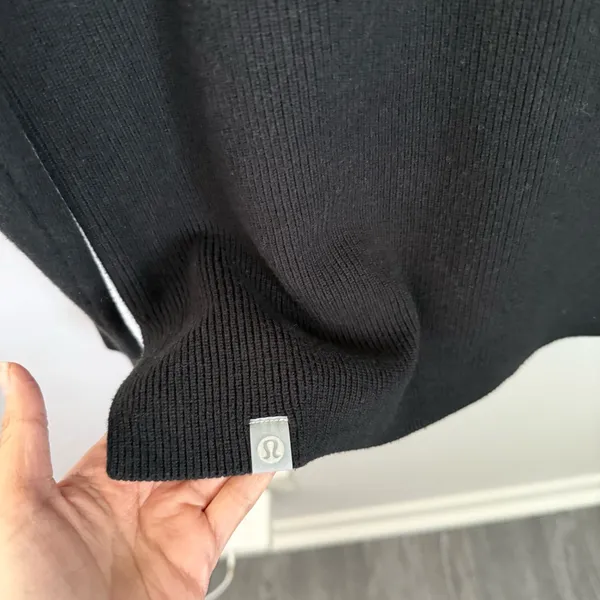 Lululemon Small Take It All Cotton Blend Sweater Crew Rib Lounge Comfy Black - Image 7