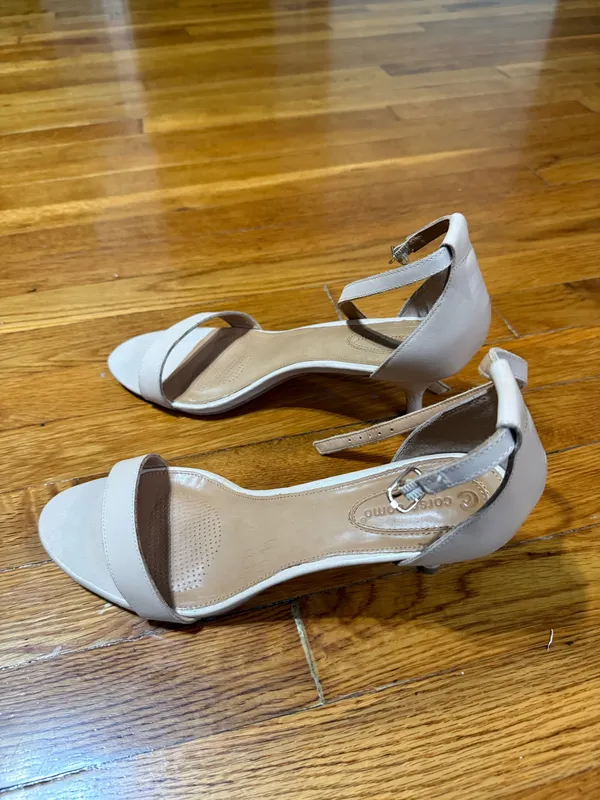Corso Como kitten heel sandal with ankle strap in nude leather - Image 5