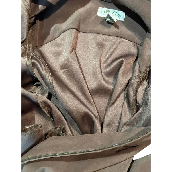 ORVIS Brown Faux Suede Full Zip Jacket Cinch Hem Pockets Y2K Women's 12 - Image 15