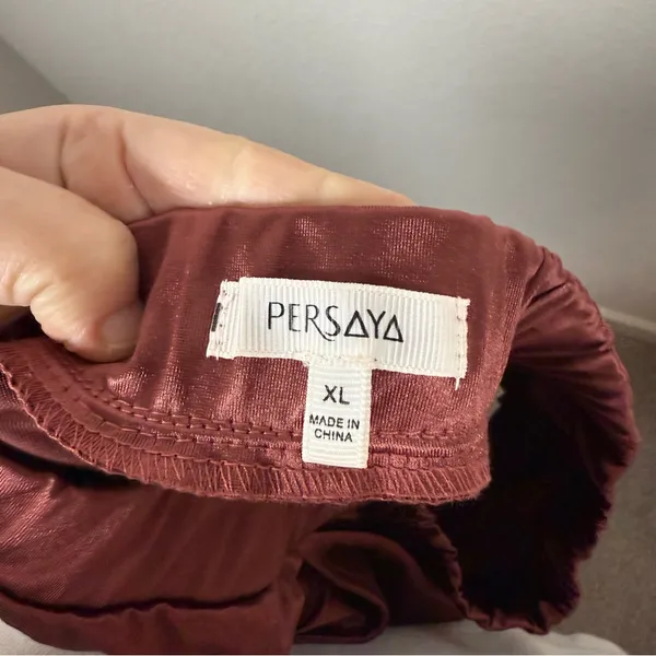 Persaya Women’s Wide Leg Satin Cargo Pants in Burgundy/Brown Size XL - Image 12