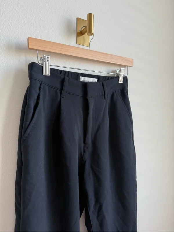 Abercrombie & Fitch High Rise Straight Leg Trousers Black Pull-On Dress Pants XS - Image 4