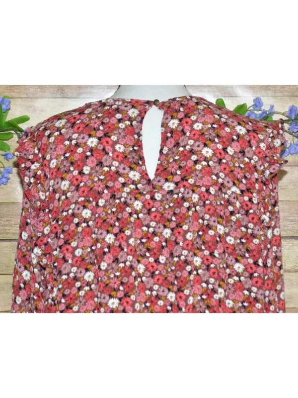 KNOX ROSE Women’s Peasant Blouse Top Size XXL Pink Floral Smocked Shabby Chic - Image 9
