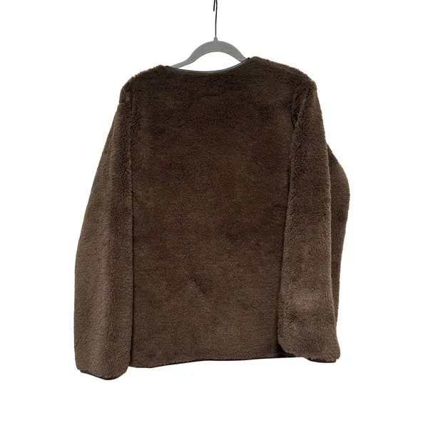 H&M Brown Faux Sherpa Snap Button Jacket S - Image 11