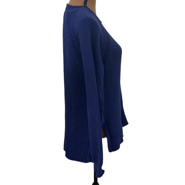 J Crew navy side-tie Crewneck elongated sweater size M - Image 45