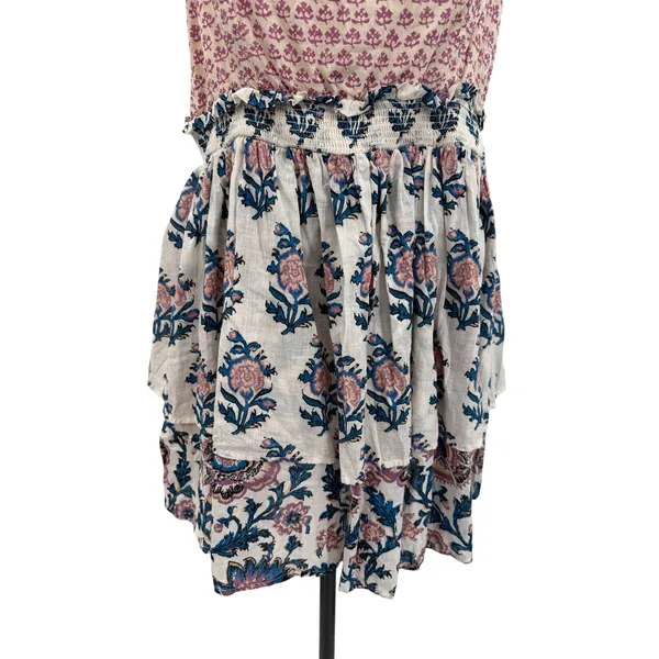 Anthropologie Celandine Straight Neck Tiered Floral Smocked Mini Dress XL - Image 5