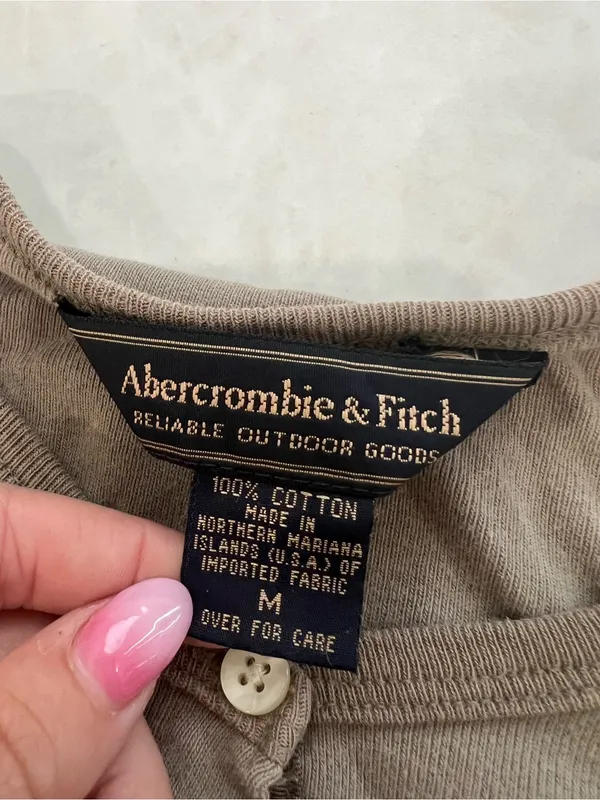 Abercrombie & Fitch Khaki Green Cotton Cardigan Size Medium - Image 2