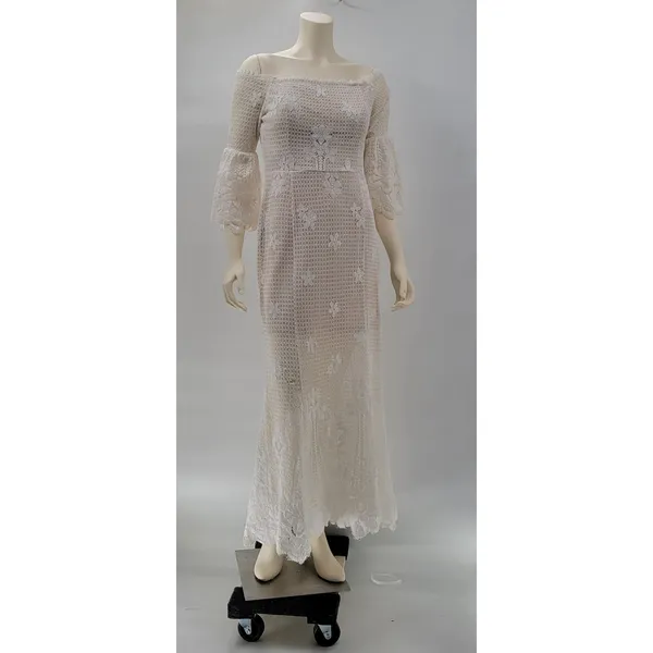 The Room Lace Dress Juniors L Ivory Off Shoulder Bell Sleeve Bridal Graduation - Image 2