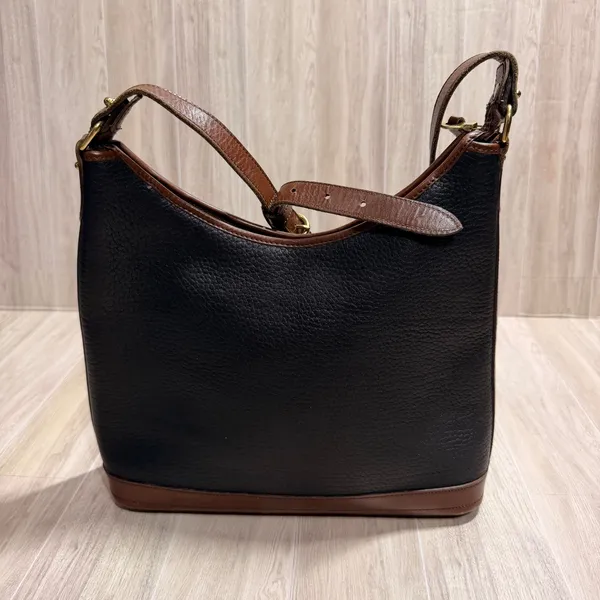 Vintage Dooney & Bourke All Weather Leather Hobo Bag Black‎ Brown Made in USA - Image 6