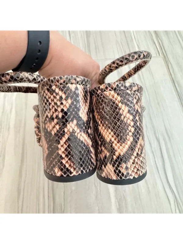 Free People Colette Shoes Size 6 Python Leather Caged Block Heel Sandal Mob Wife - Image 6