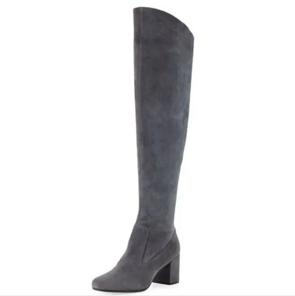 Steve Madden Jacoby Over the Knee Vegan Suede Boots Gray Size 7.5 Pointed Toe - Image 2