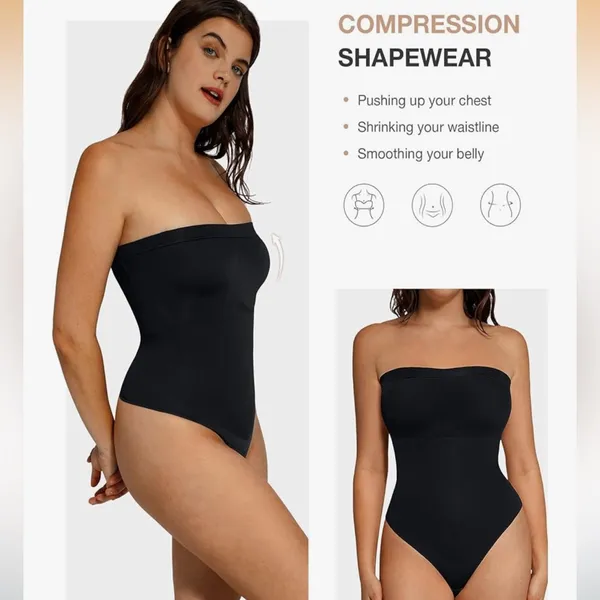 Lover-Beauty Shapewear Tummy Control Strapless Bodysuit Seamless Thong - Image 10