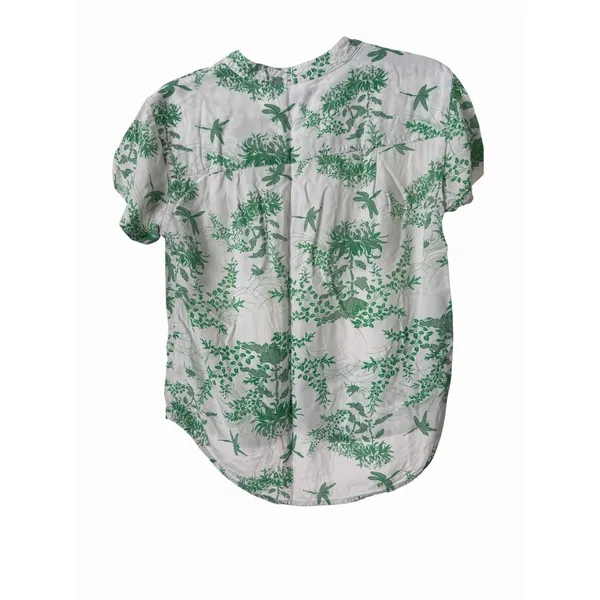 Piyama Pajama Set XS Green White Toile Botanical Rayon Pants Bali Resort #F13-1 - Image 6