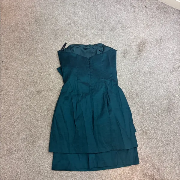 Jessica McClintock Vintage Taffeta Strapless Teal Emerald Green Party Dress - Image 7