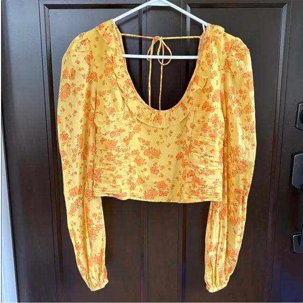 EUC Free People Another Life Crop Top Floral Honey Combo Size Medium - Image 2