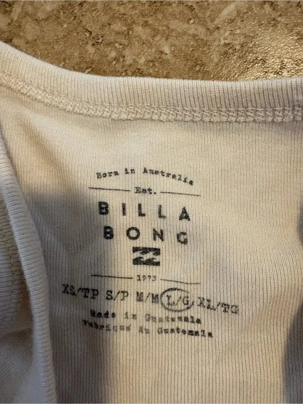 Billabong White Ribbed Crop Tank with Pastel Sunset Graphic - Image 2