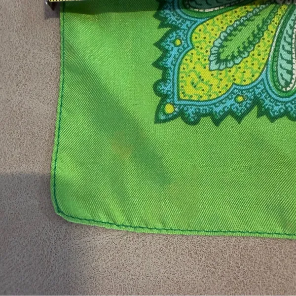 Vintage Green Paisley Square Scarf Boho Floral Hair Neck Head Wrap - Image 5